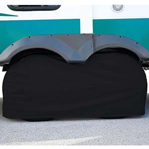 Superior Electric RVA1613 Rv Trailer Black Vinyl Dual / Double Tire Cover for Size 30"-33" – (set of 2)
