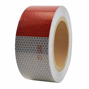 Superior Electric RVA1553 2" X 50 Ft High Visibility Conspicuity DOT-C2 Approved Reflective Safety Tape – 6" Red / 6" White - Automobile Vehicles, Trailers, Boats