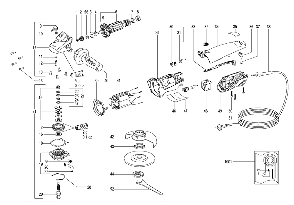 Buy Metabo W8-125-(00263420) Replacement Tool Parts | Metabo W8-125