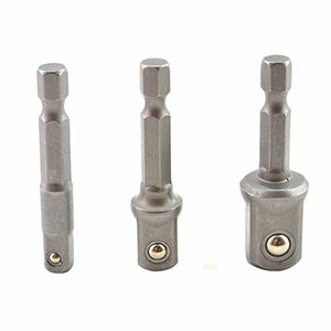 Superior Electric BA35 3PCS Set 1/4" 3/8" 1/2" Square Socket Adapter - Hex Shank Power Extension Bit for Drills (se 2549)